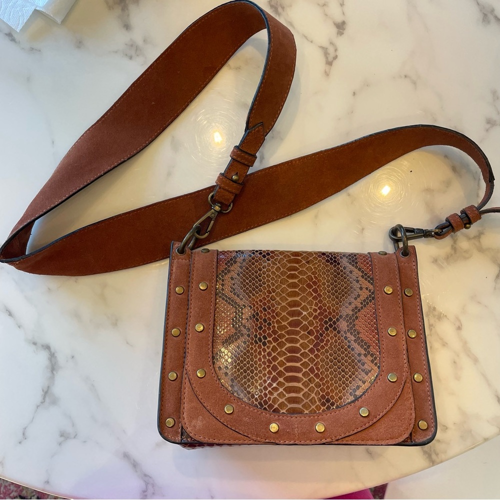Snakeskin print western inspired crossbody bag